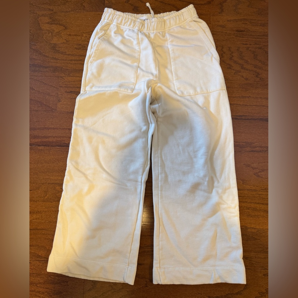 NWT MATE the Label Organic Fleece Wide Leg Pants in Bone - M